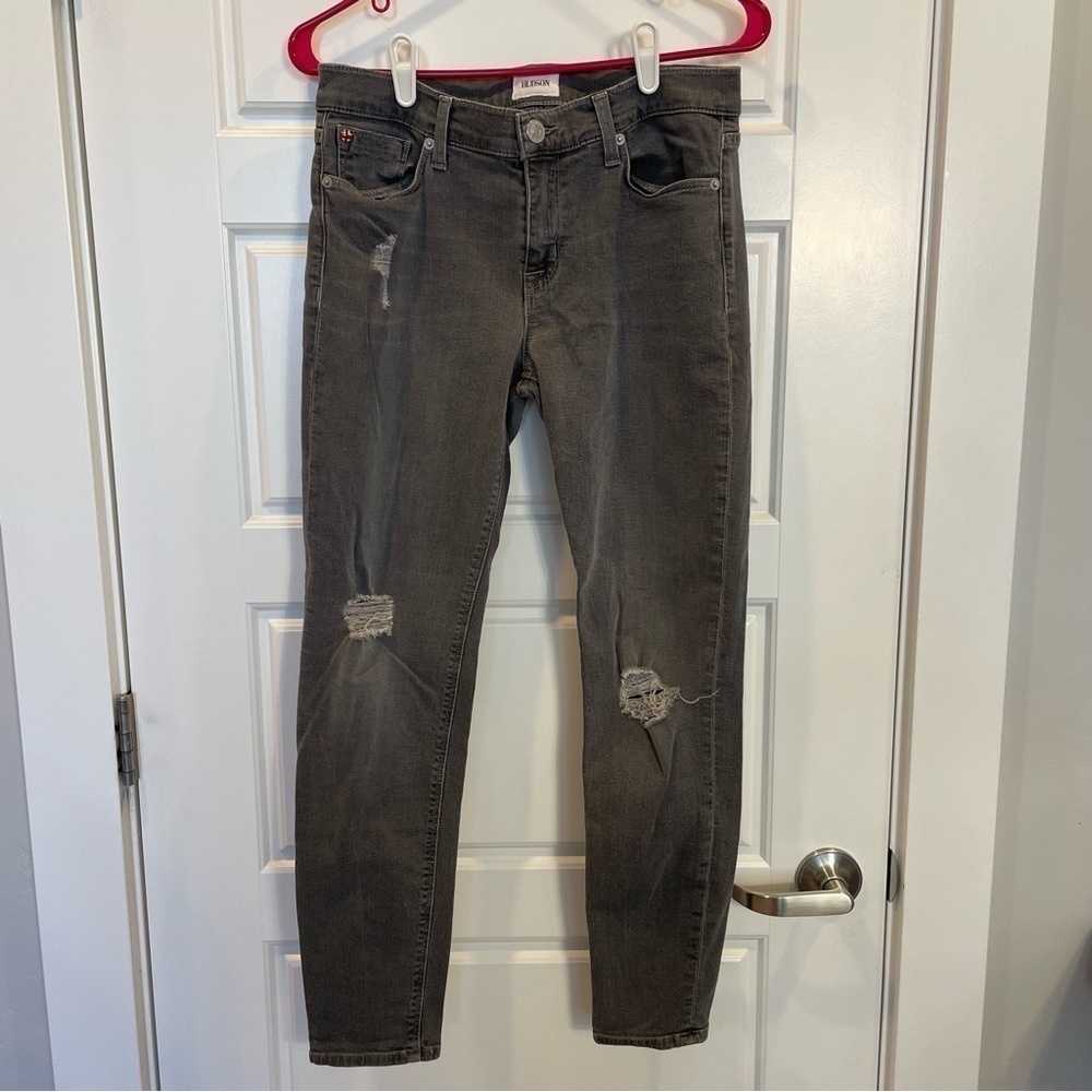 Hudson Grey Distressed Skinny Jeans